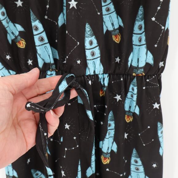 NWT ModCloth Romper Space Rocket Lounge Drawstring Waist Sleepwear Nerdy Size M - Picture 3 of 10